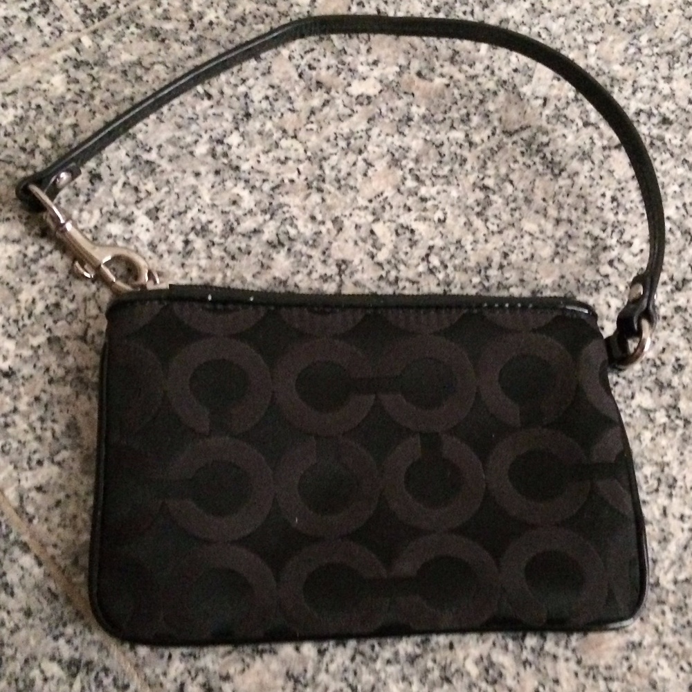 Signature "C" Black Canvas Wristlet - Picture 2 of 5